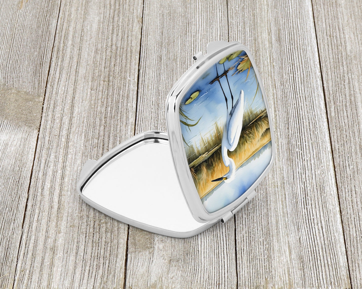 Snowy Egret in Coastal Marshes Compact Mirror