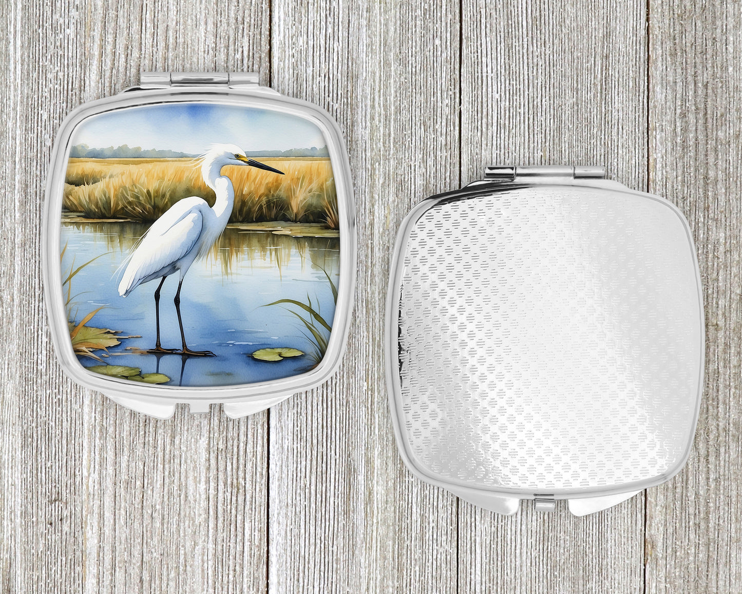 Snowy Egret in Coastal Marshes Compact Mirror