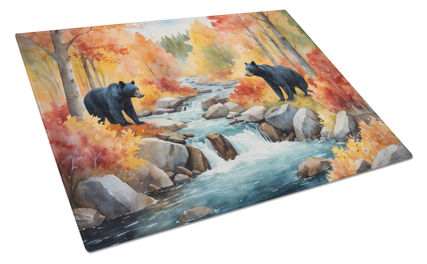 Buy this Bears Autumn in the Woods Glass Cutting Board