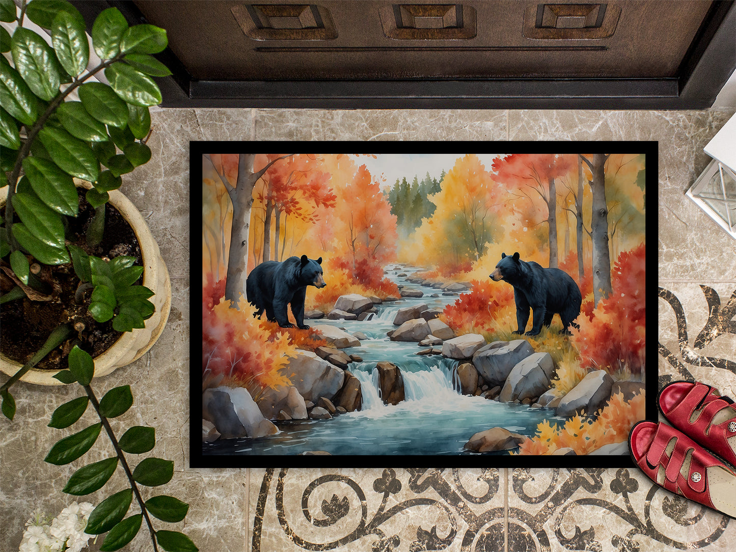 Bears Autumn in the Woods Doormat