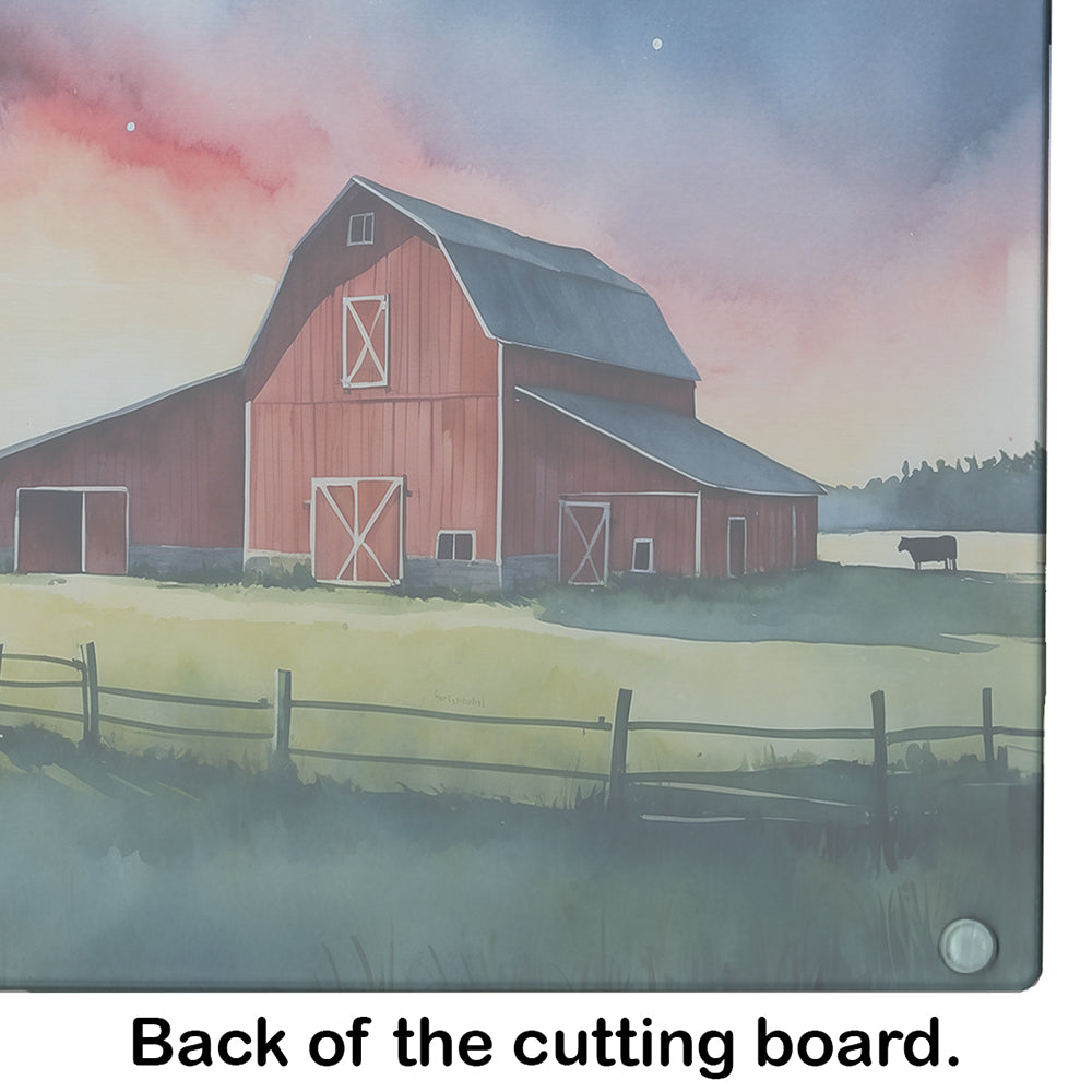 Barn at Twilight Glass Cutting Board