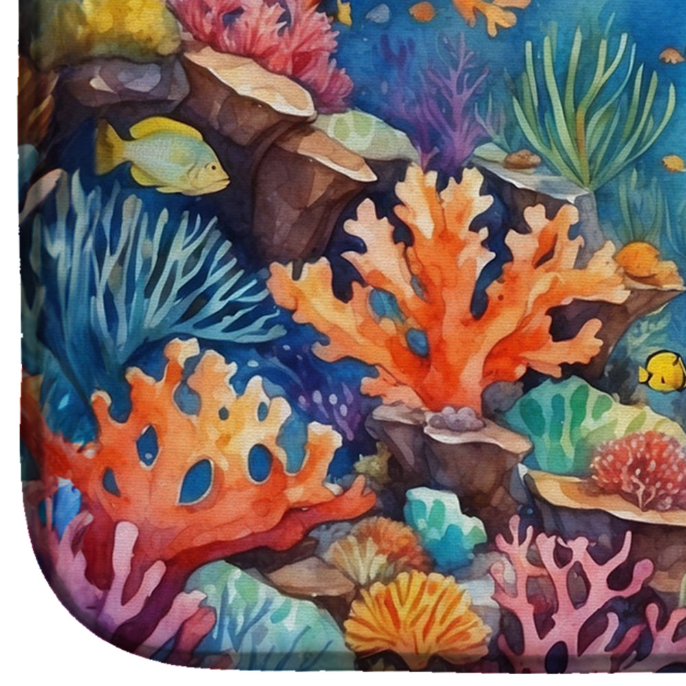 Coral and Fish Dish Drying Mat