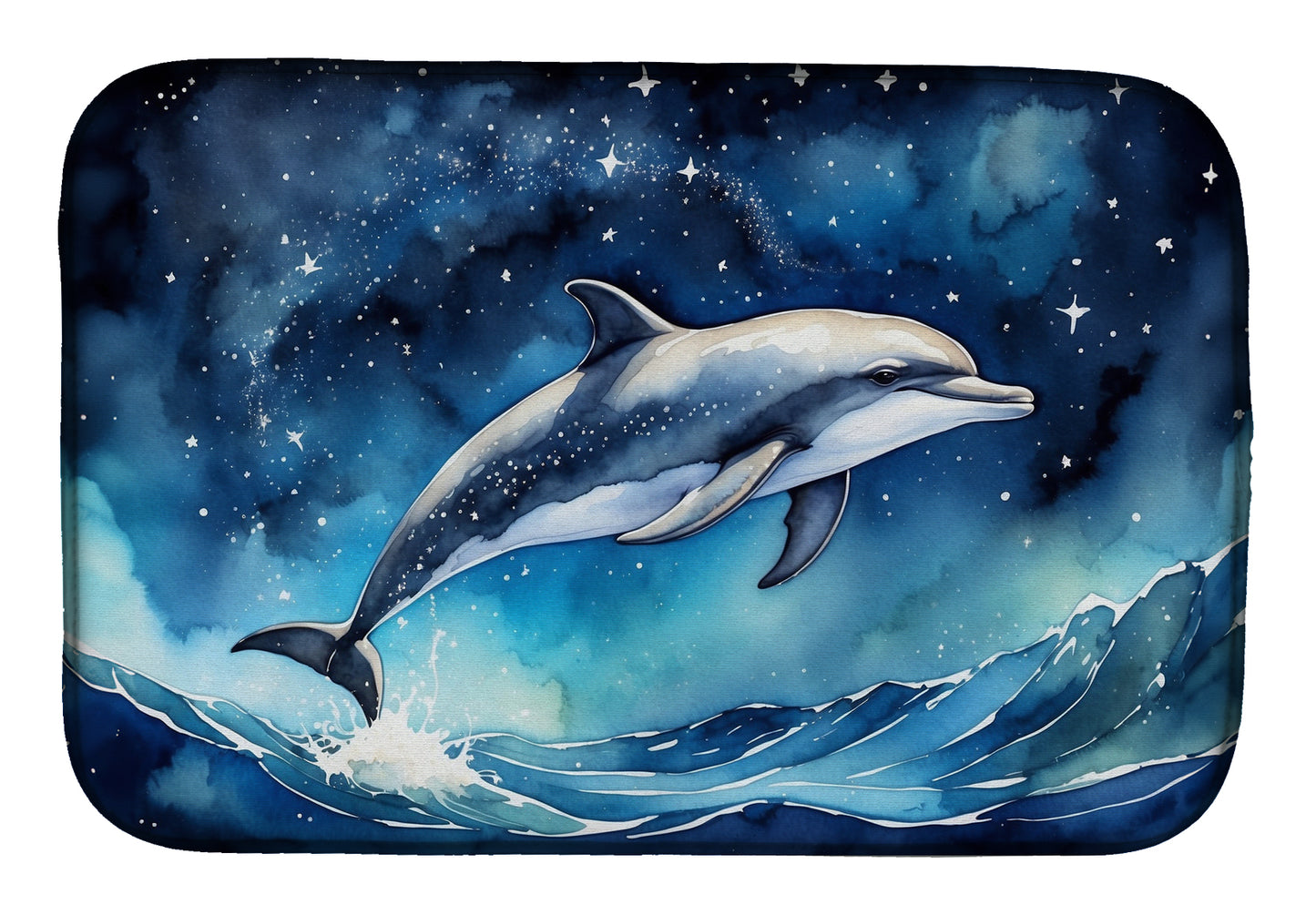 Buy this Dolphin in a Starry Sea Dish Drying Mat