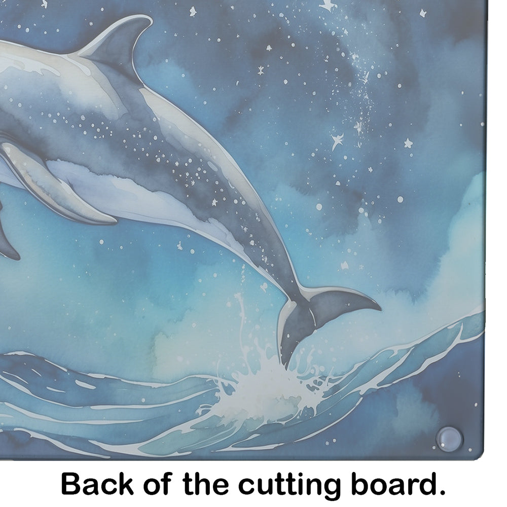 Dolphin in a Starry Sea Glass Cutting Board