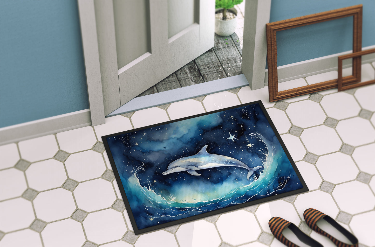 Dolphin in a Starry Sea Doormat