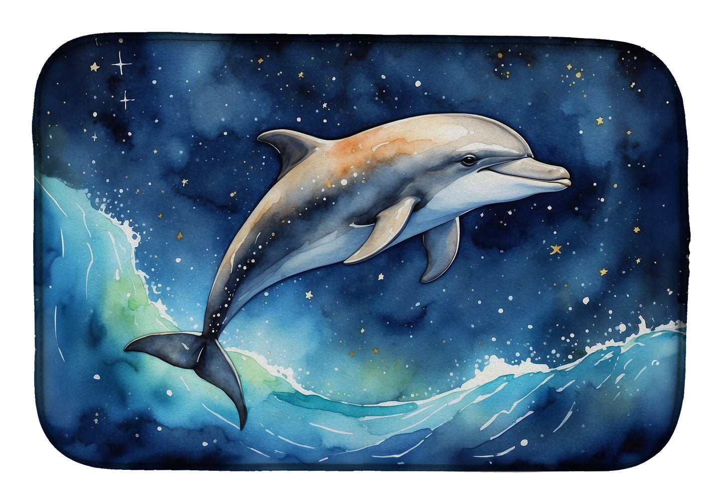 Buy this Dolphin in a Starry Sea Dish Drying Mat