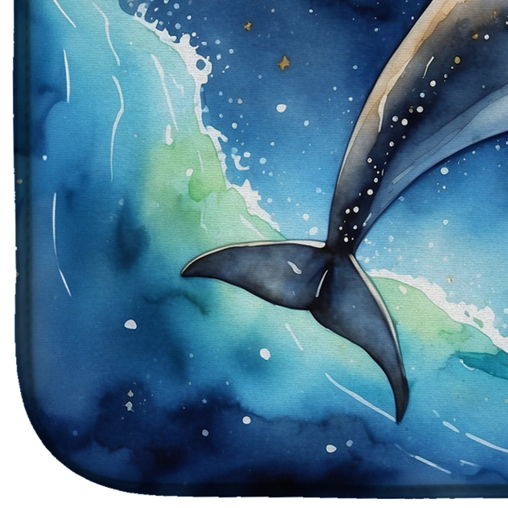 Dolphin in a Starry Sea Dish Drying Mat