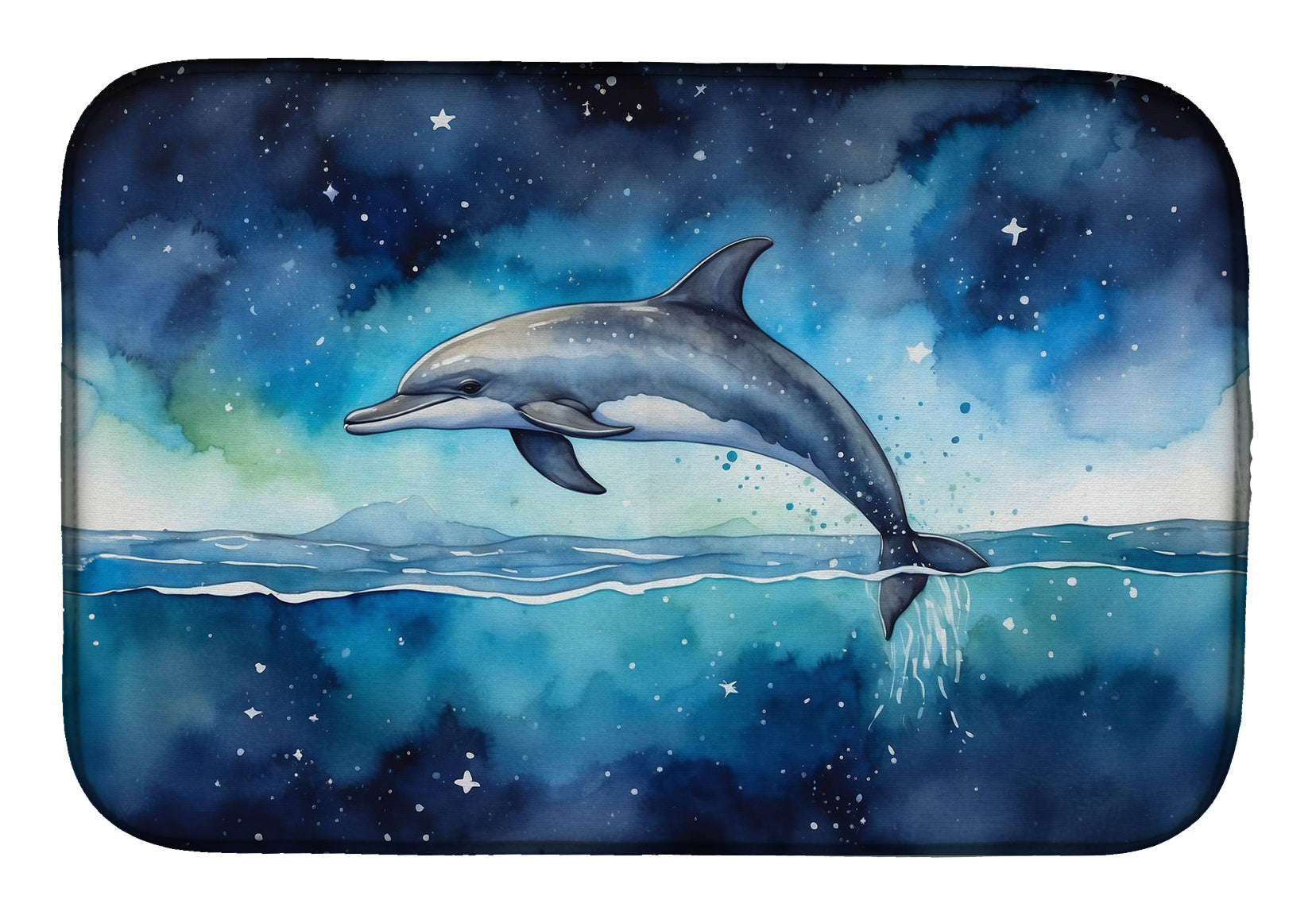 Buy this Dolphin in a Starry Sea Dish Drying Mat