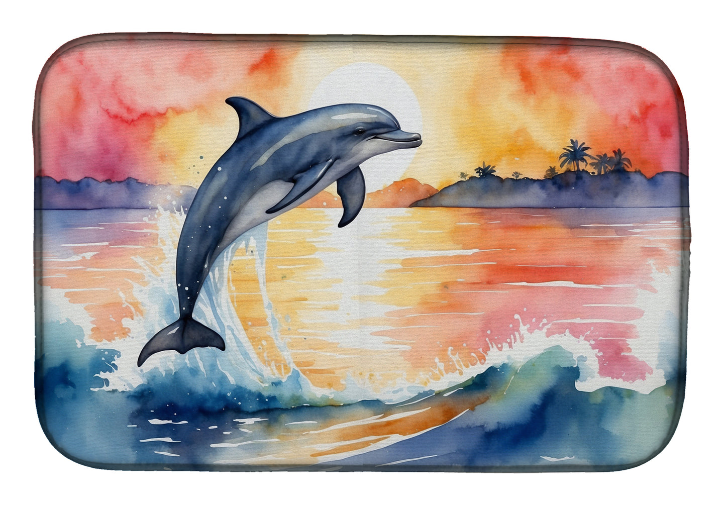 Buy this Dolphin Leaping at Sunrise Dish Drying Mat