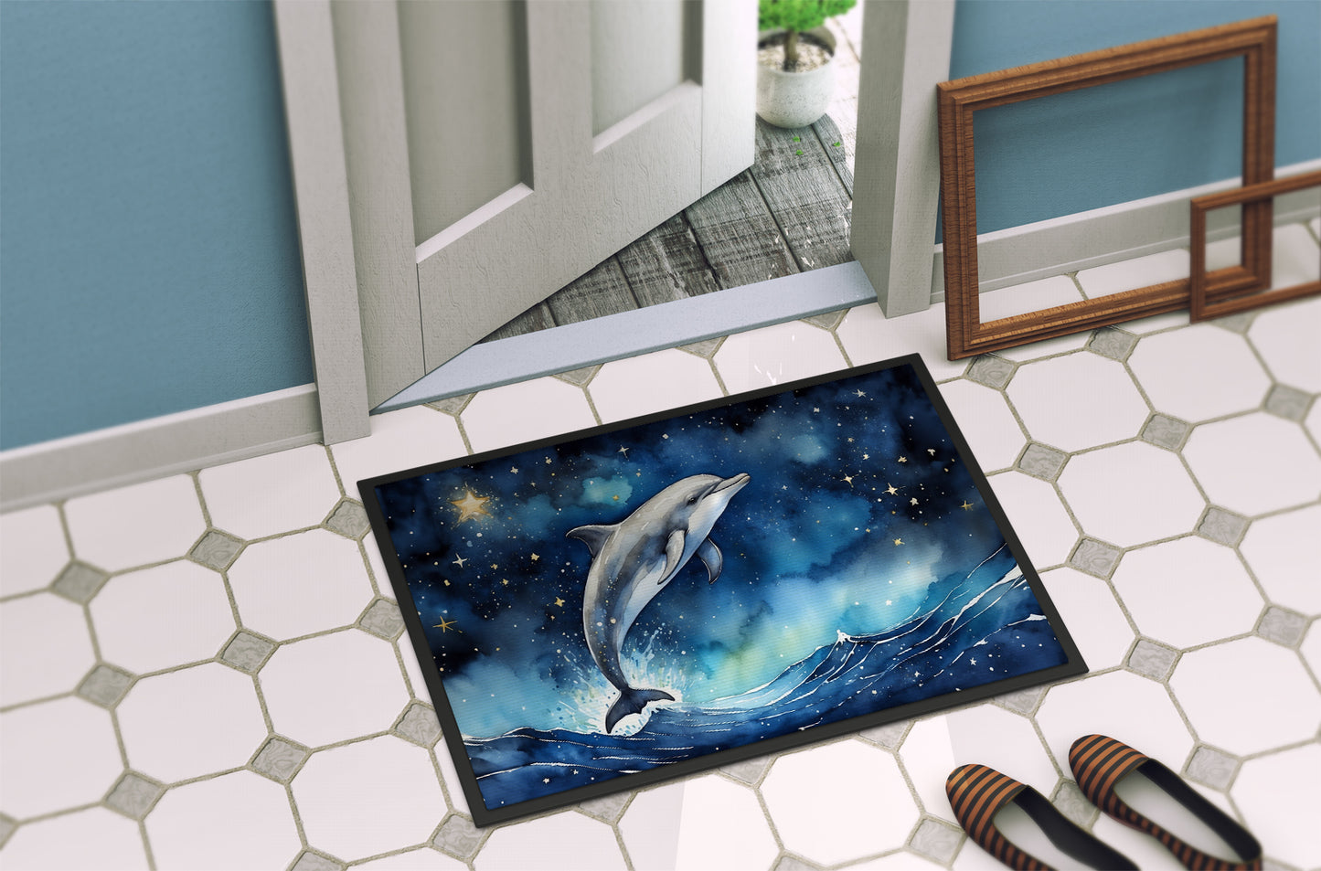 Dolphin in a Starry Sea Doormat