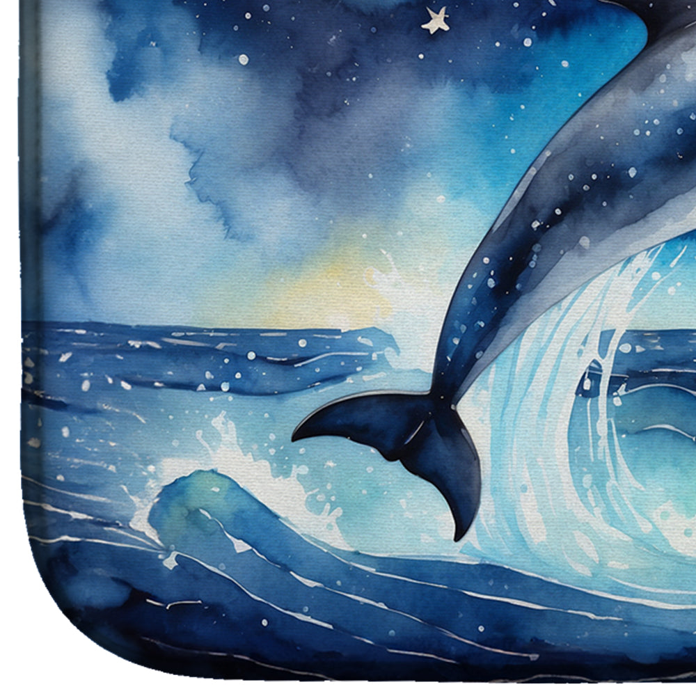 Dolphin in a Starry Sea Dish Drying Mat