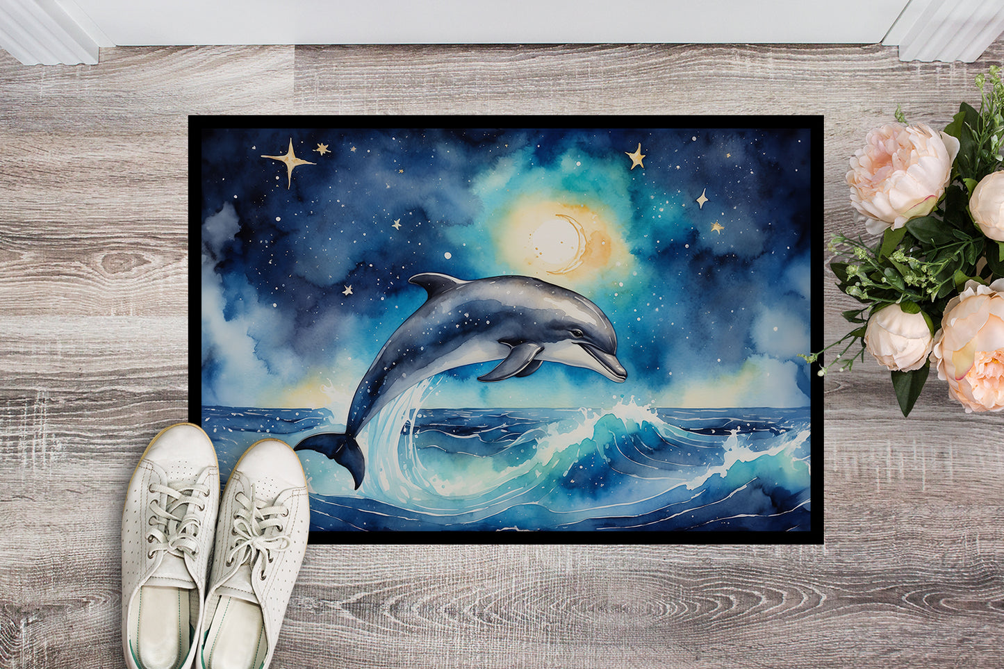 Dolphin in a Starry Sea Doormat