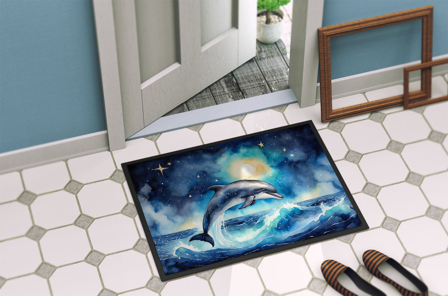 Dolphin in a Starry Sea Doormat