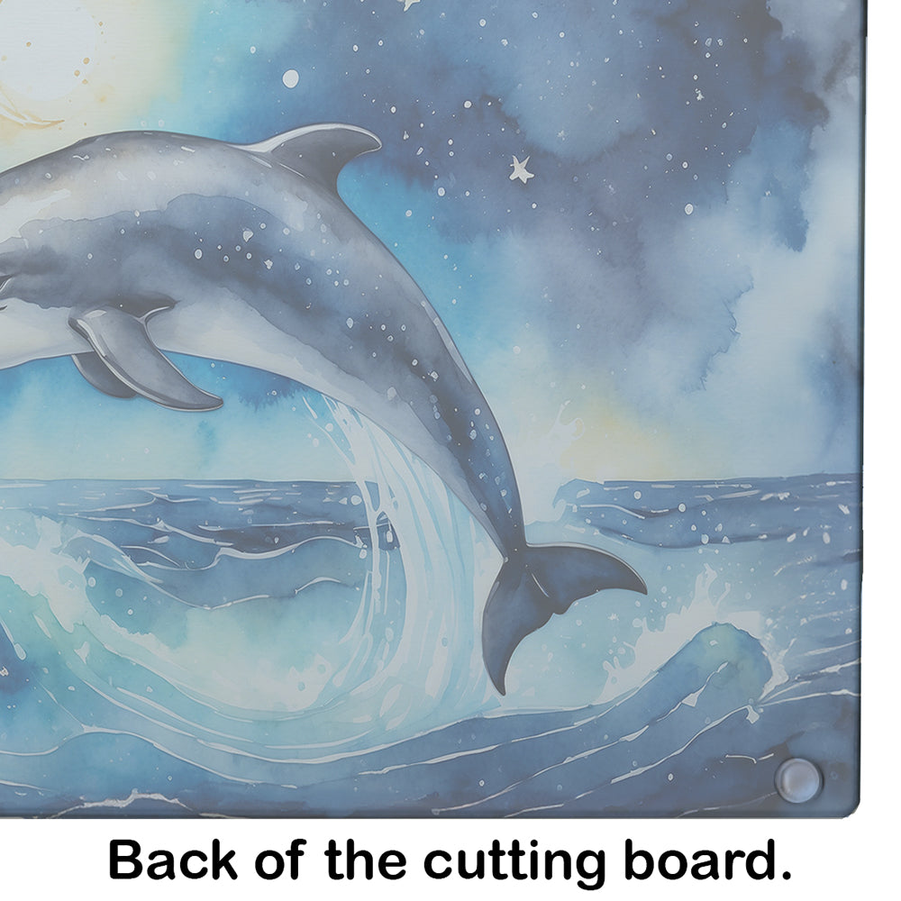 Dolphin in a Starry Sea Glass Cutting Board