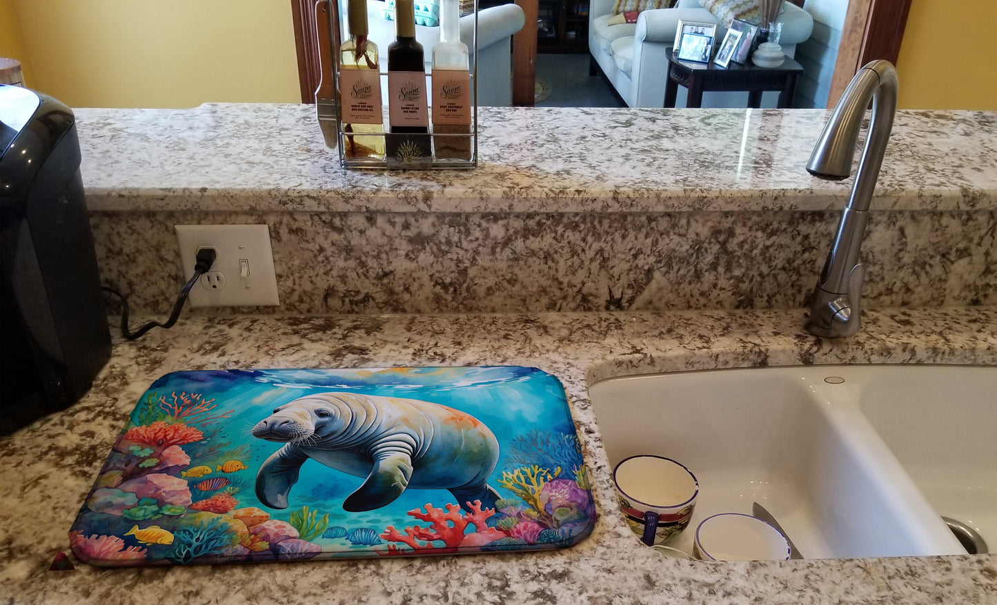 Manatee and Coral Reefs Dish Drying Mat