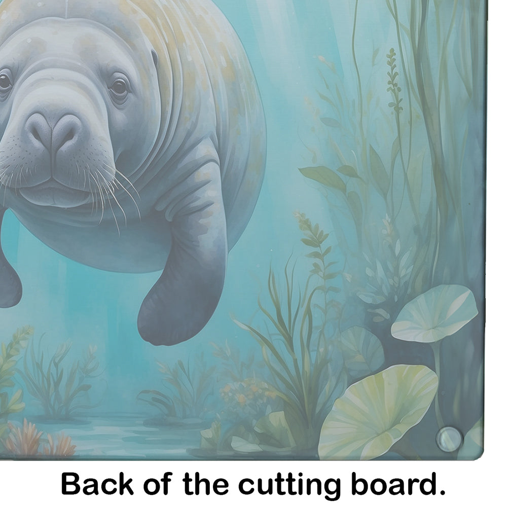 Manatee in a Crystal-Clear Spring Glass Cutting Board