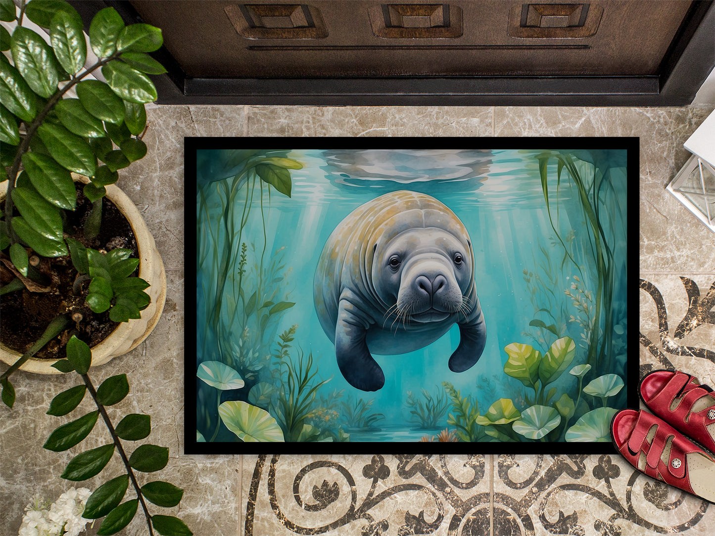 Manatee in a Crystal-Clear Spring Doormat