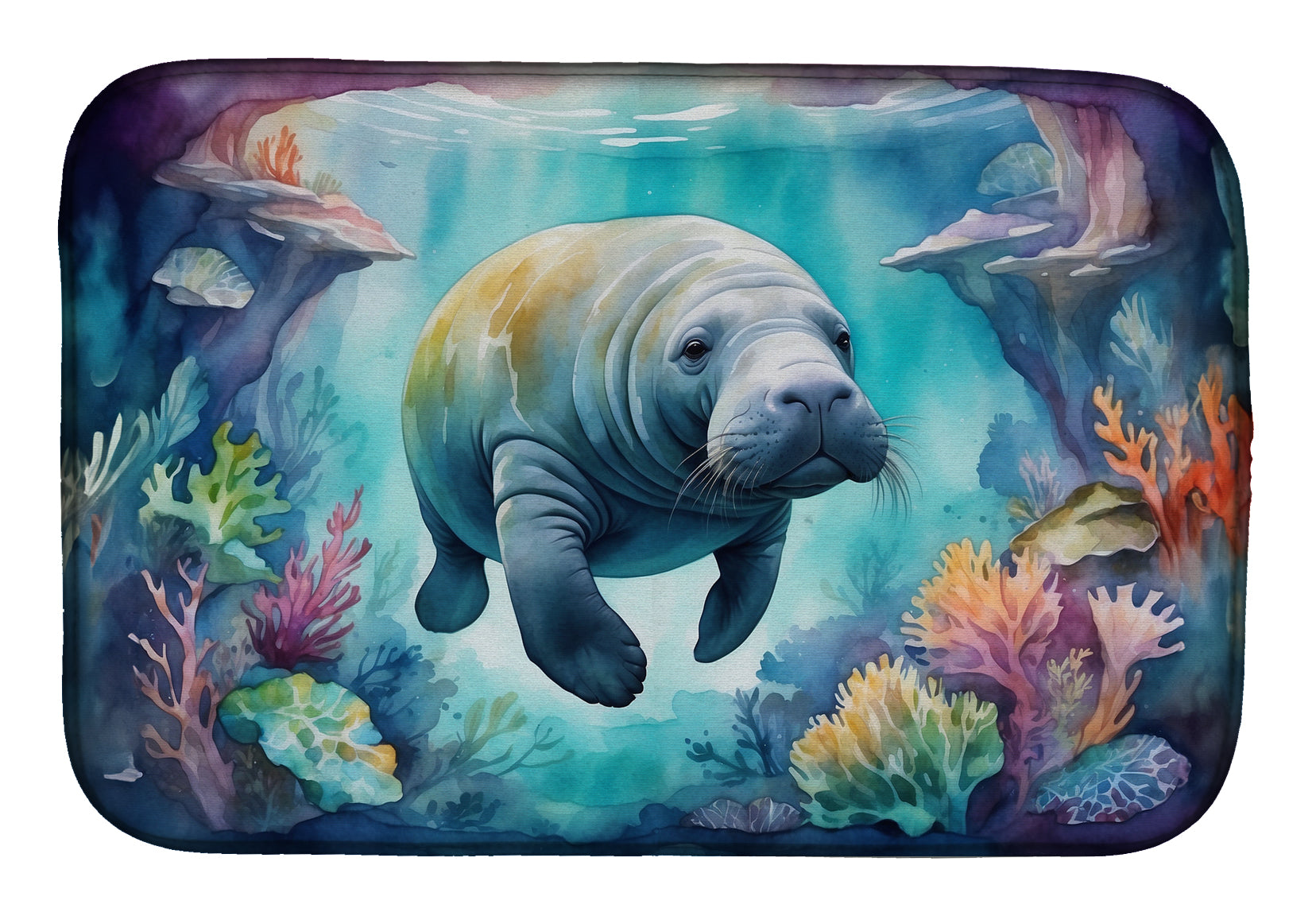 Buy this Manatee in a Dreamscape Dish Drying Mat