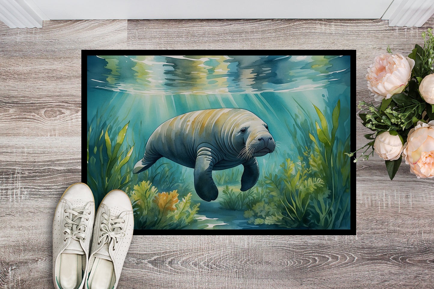 Manatee in a Seagrass Bed Doormat