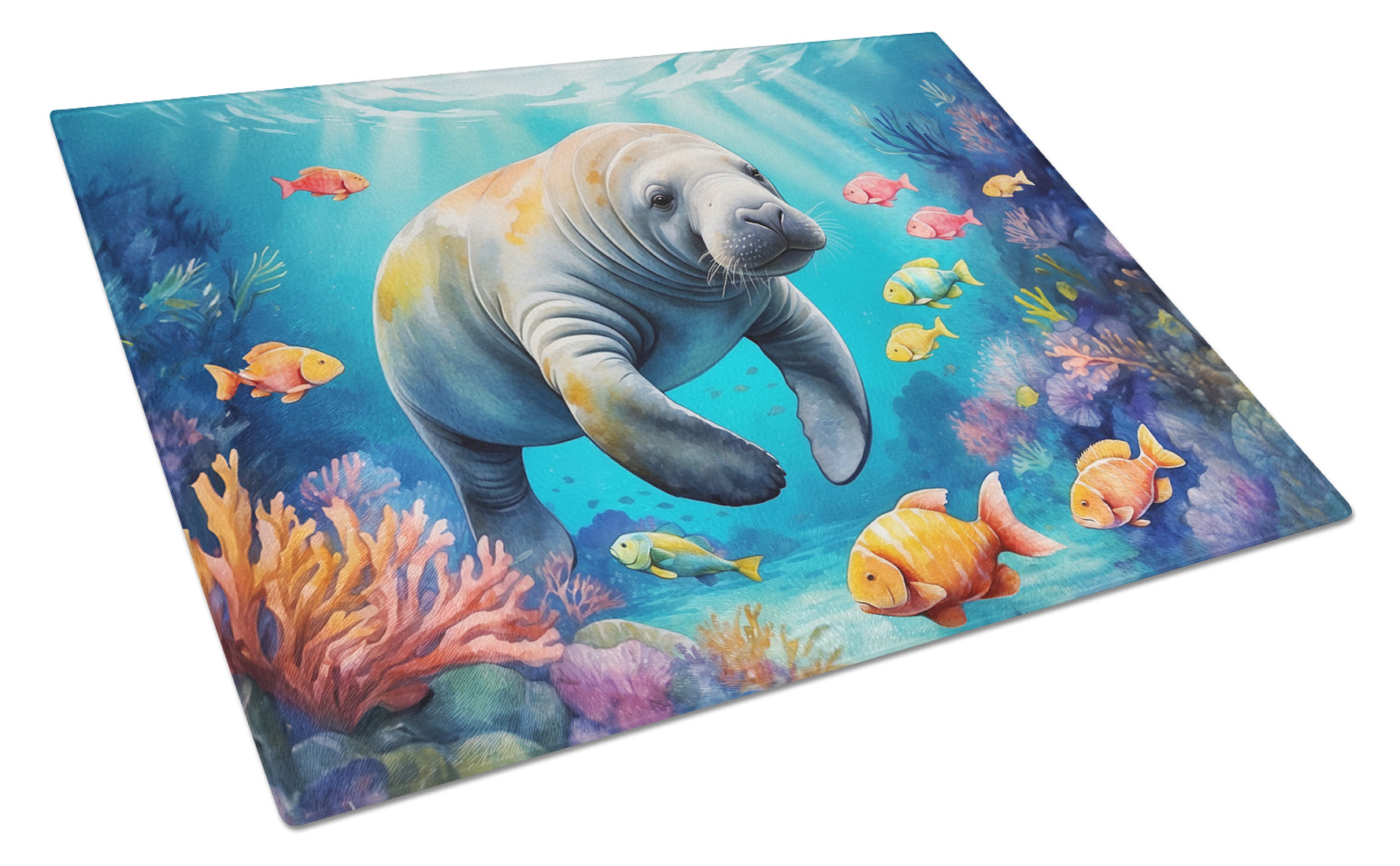 Buy this Summer Manatee Glass Cutting Board