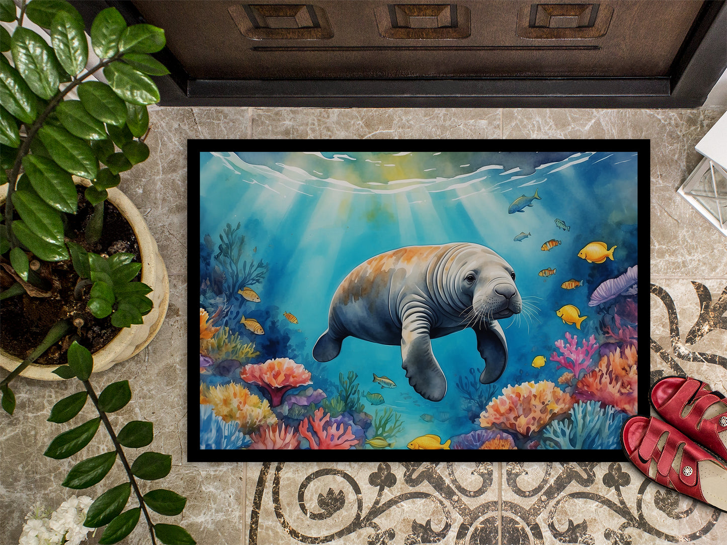 Summer Manatee Doormat