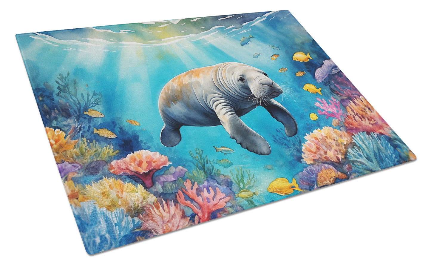 Buy this Summer Manatee Glass Cutting Board