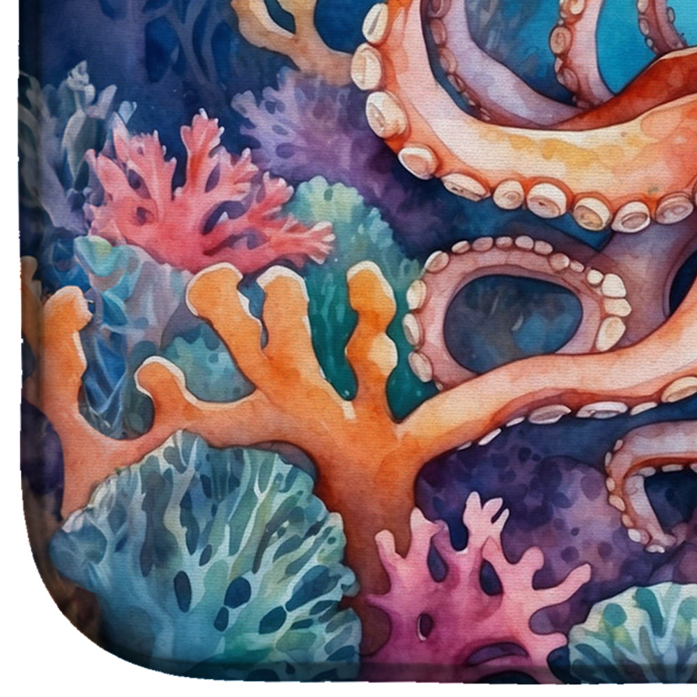 Octopus Among Coral Dish Drying Mat