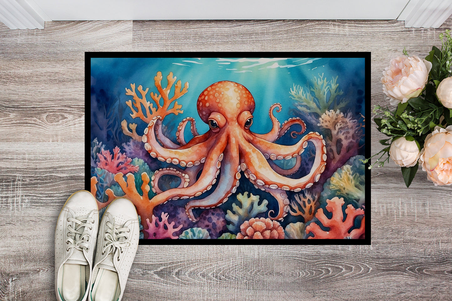 Octopus Among Coral Doormat