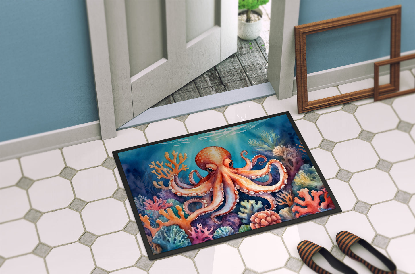 Octopus Among Coral Doormat