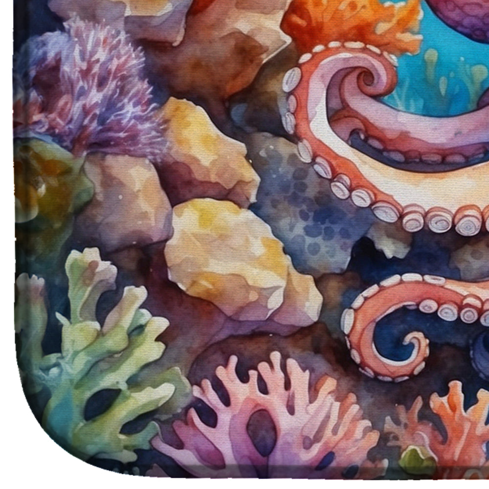 Octopus Among Coral Dish Drying Mat