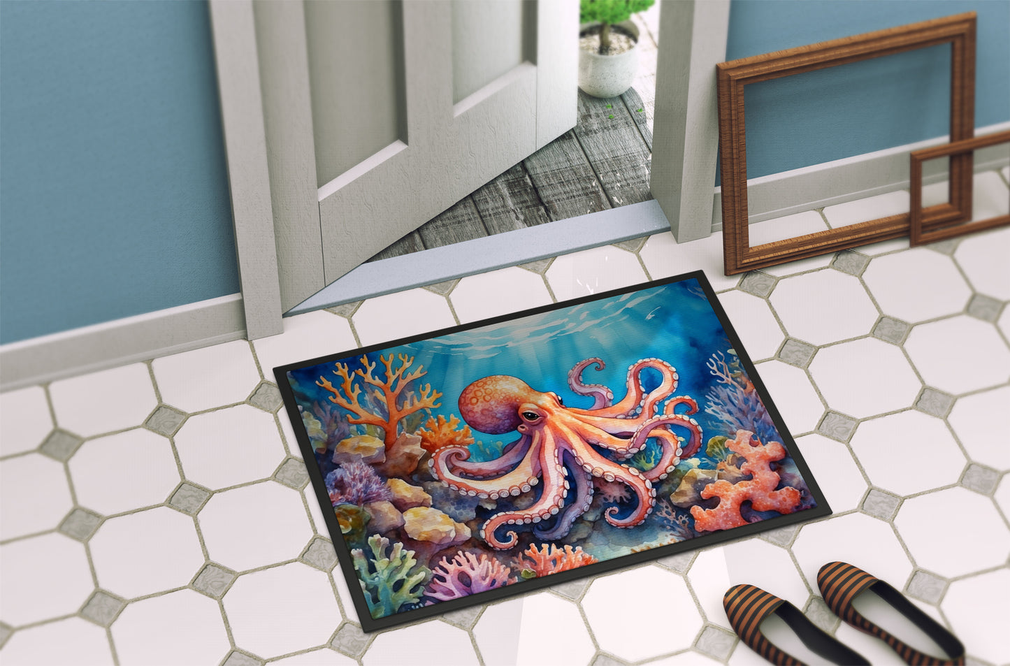 Octopus Among Coral Doormat