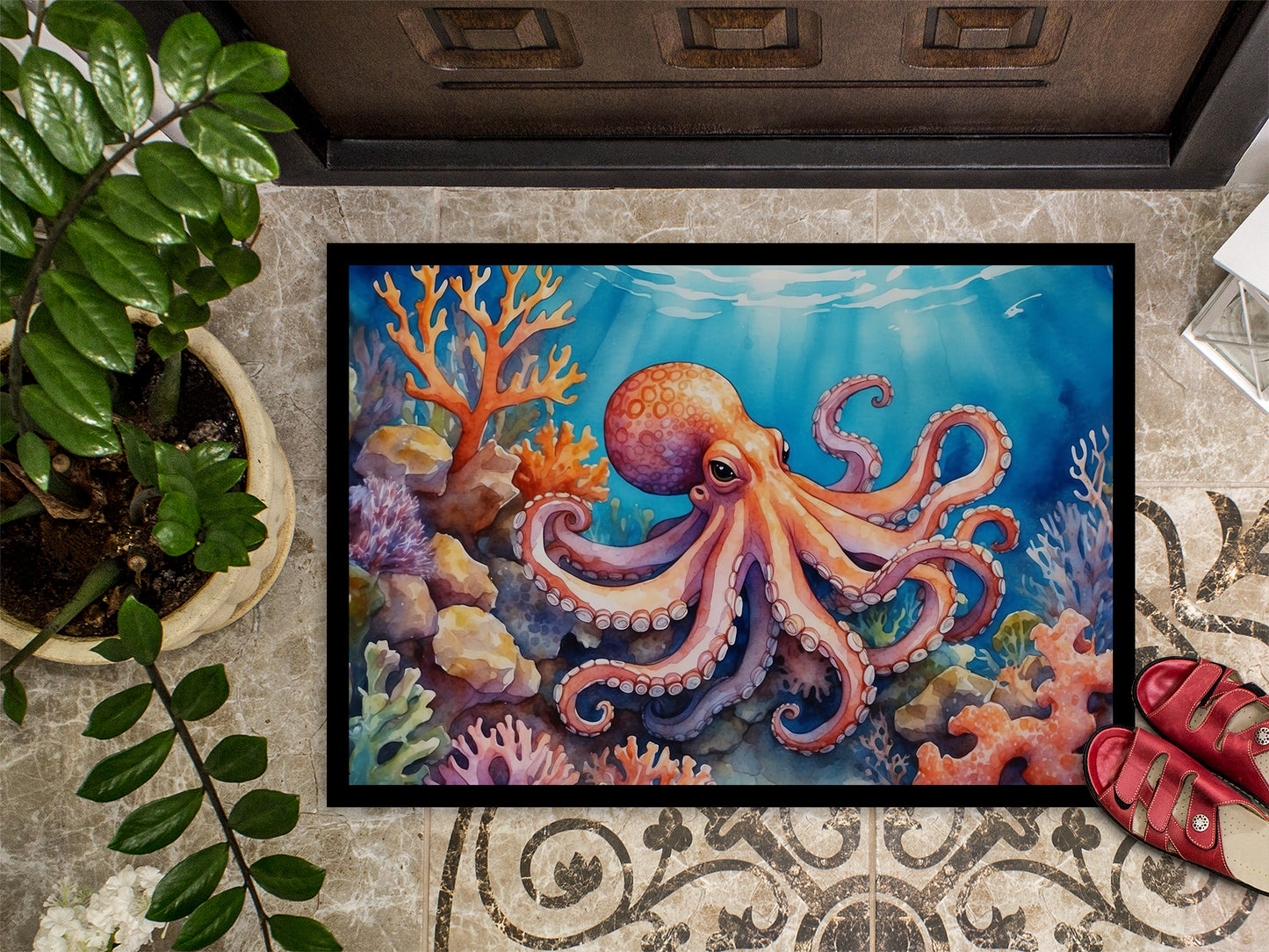 Octopus Among Coral Doormat