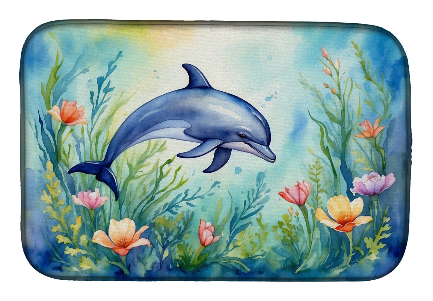 Buy this Spring Dolphin Dish Drying Mat