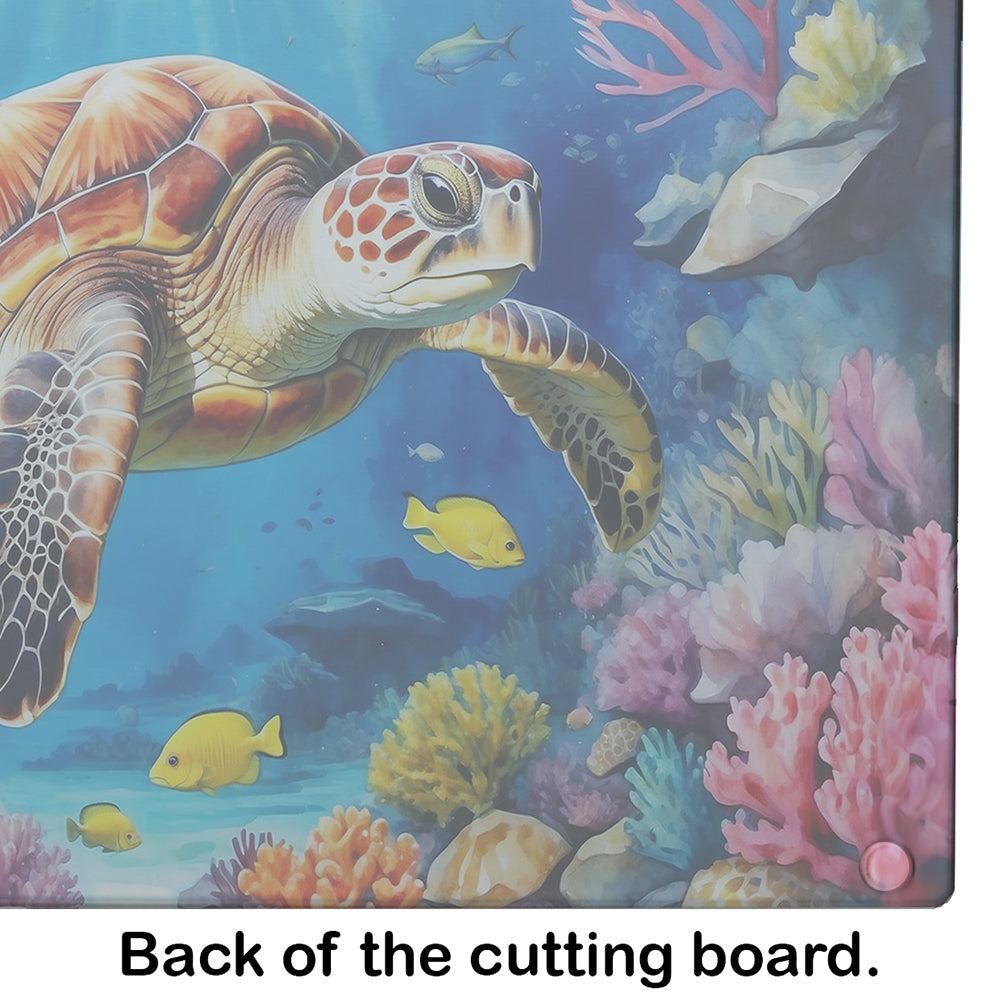 Turtle and Reefs Glass Cutting Board