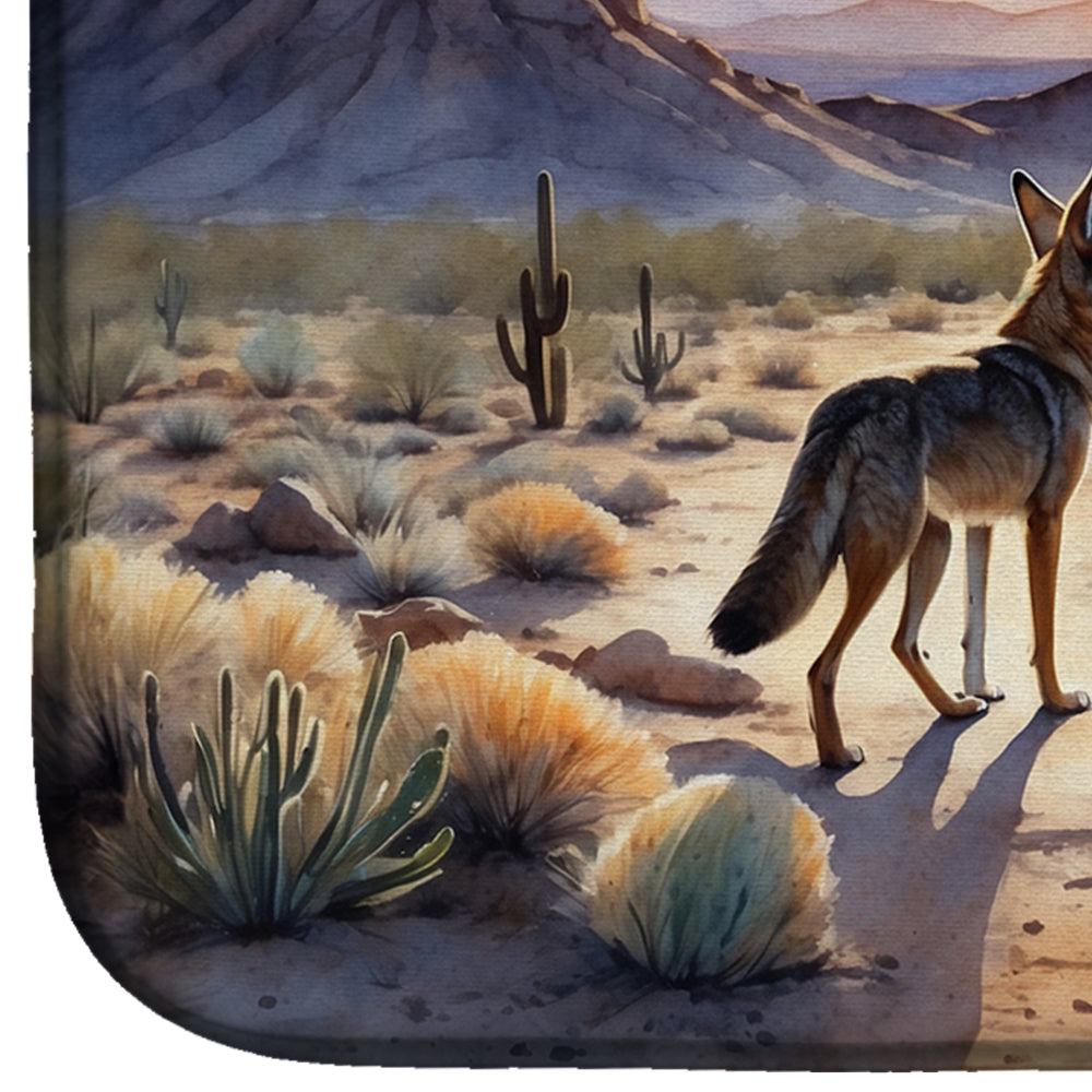 Desert Sunset Coyote Dish Drying Mat