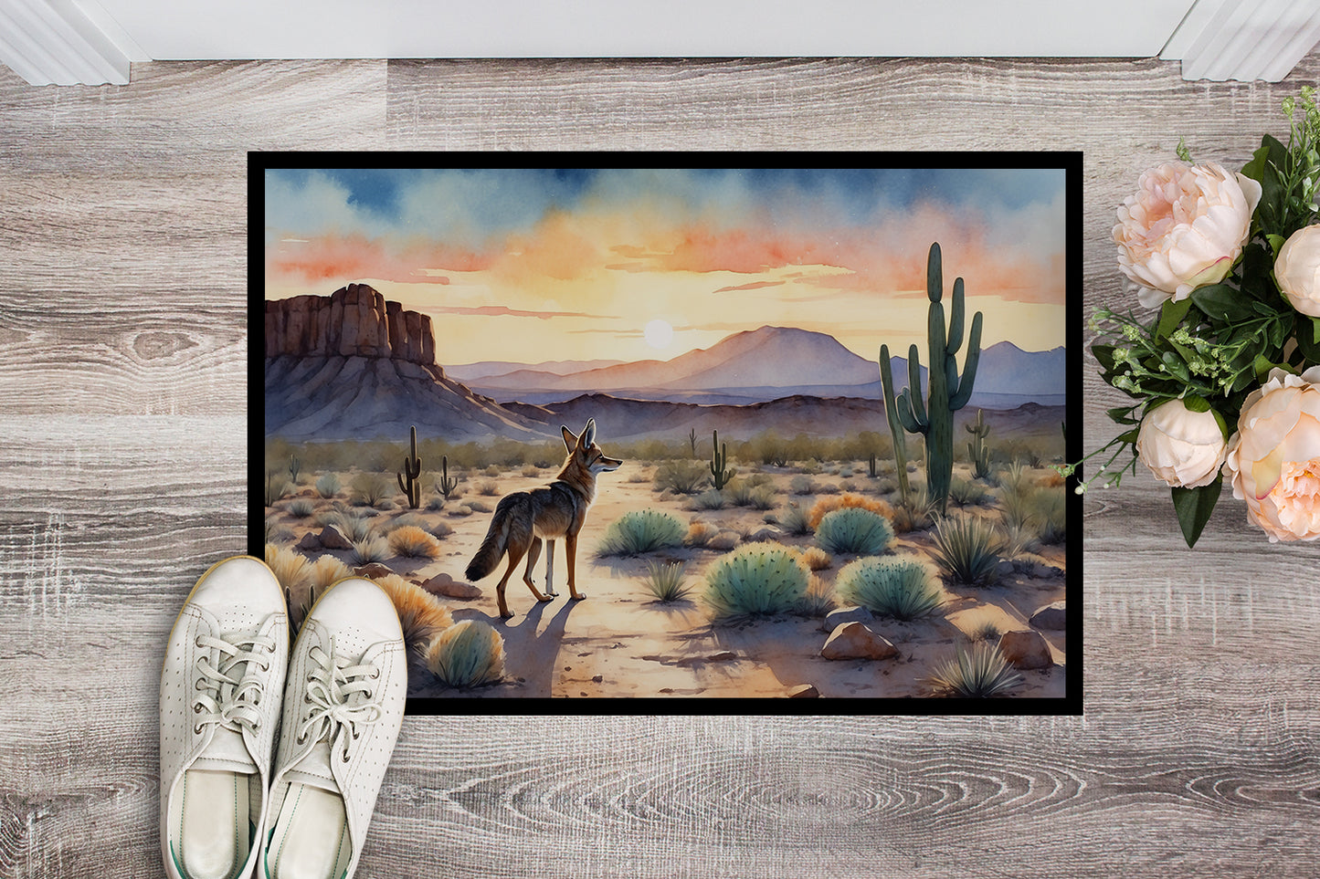 Desert Sunset Coyote Doormat