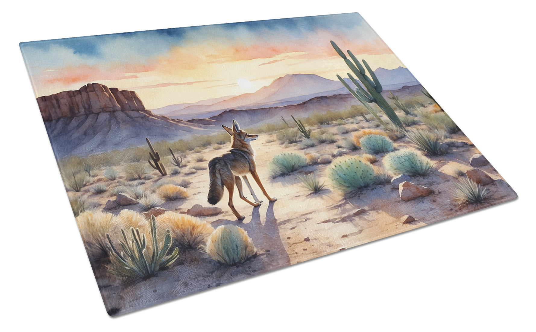 Buy this Desert Sunset Coyote Glass Cutting Board