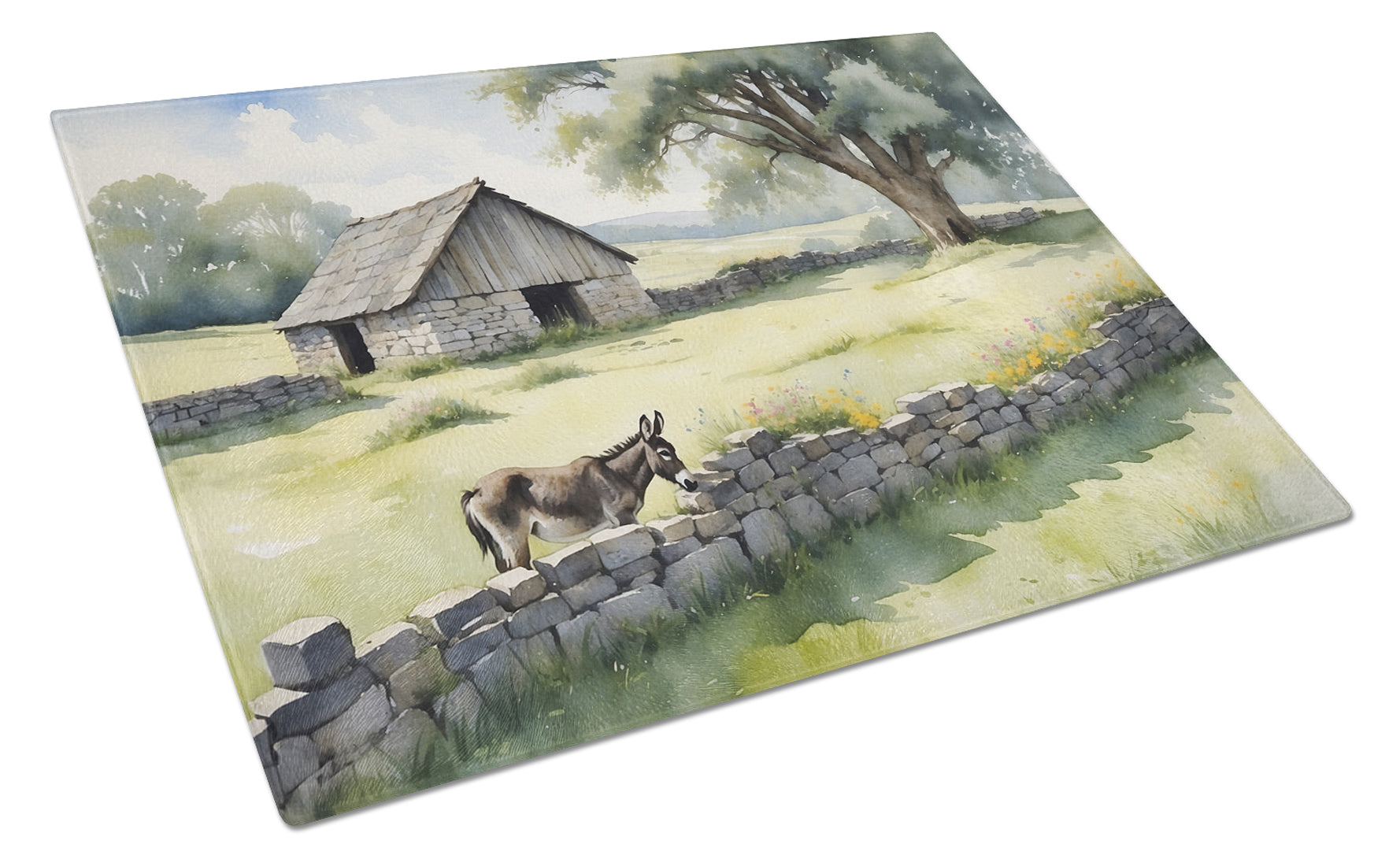 Buy this Donkey by the Stone Wall Glass Cutting Board