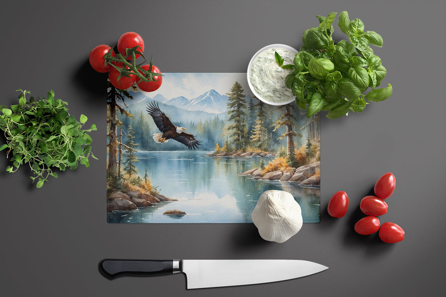 Eagle in Flight Glass Cutting Board