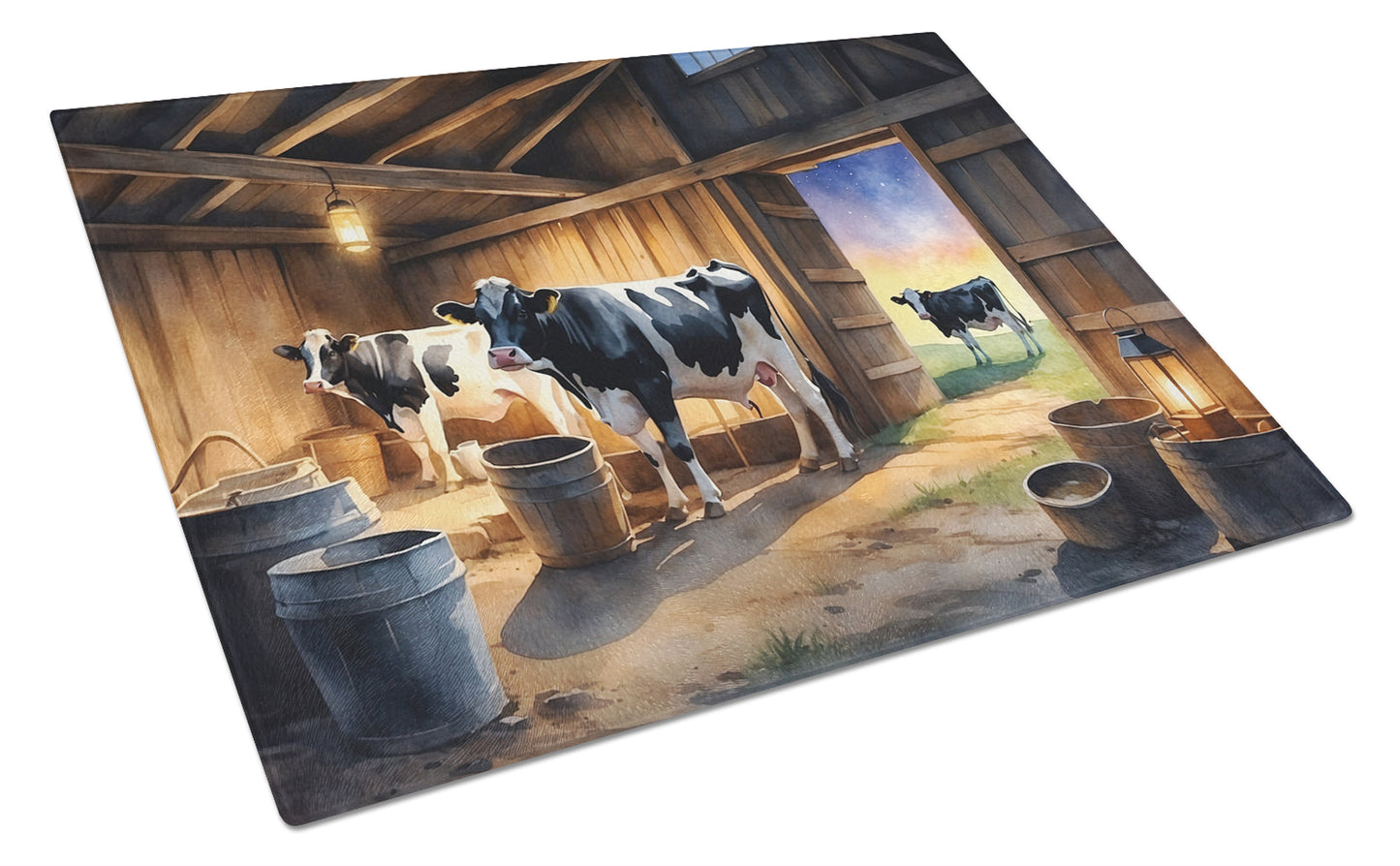 Buy this Cows Evening Milking Time Glass Cutting Board