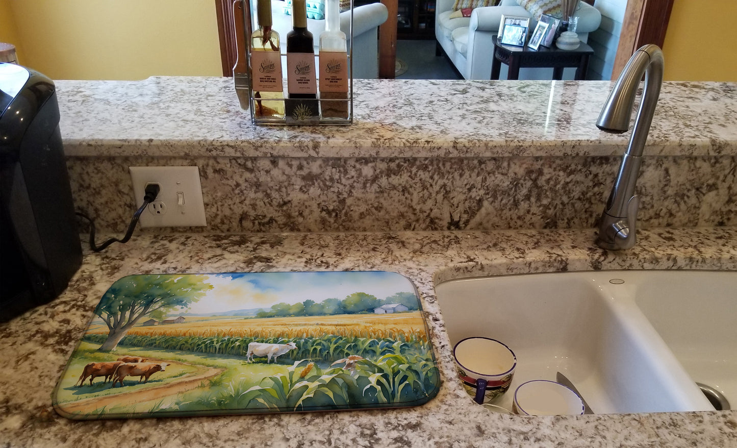 Cows by the Cornfield Dish Drying Mat