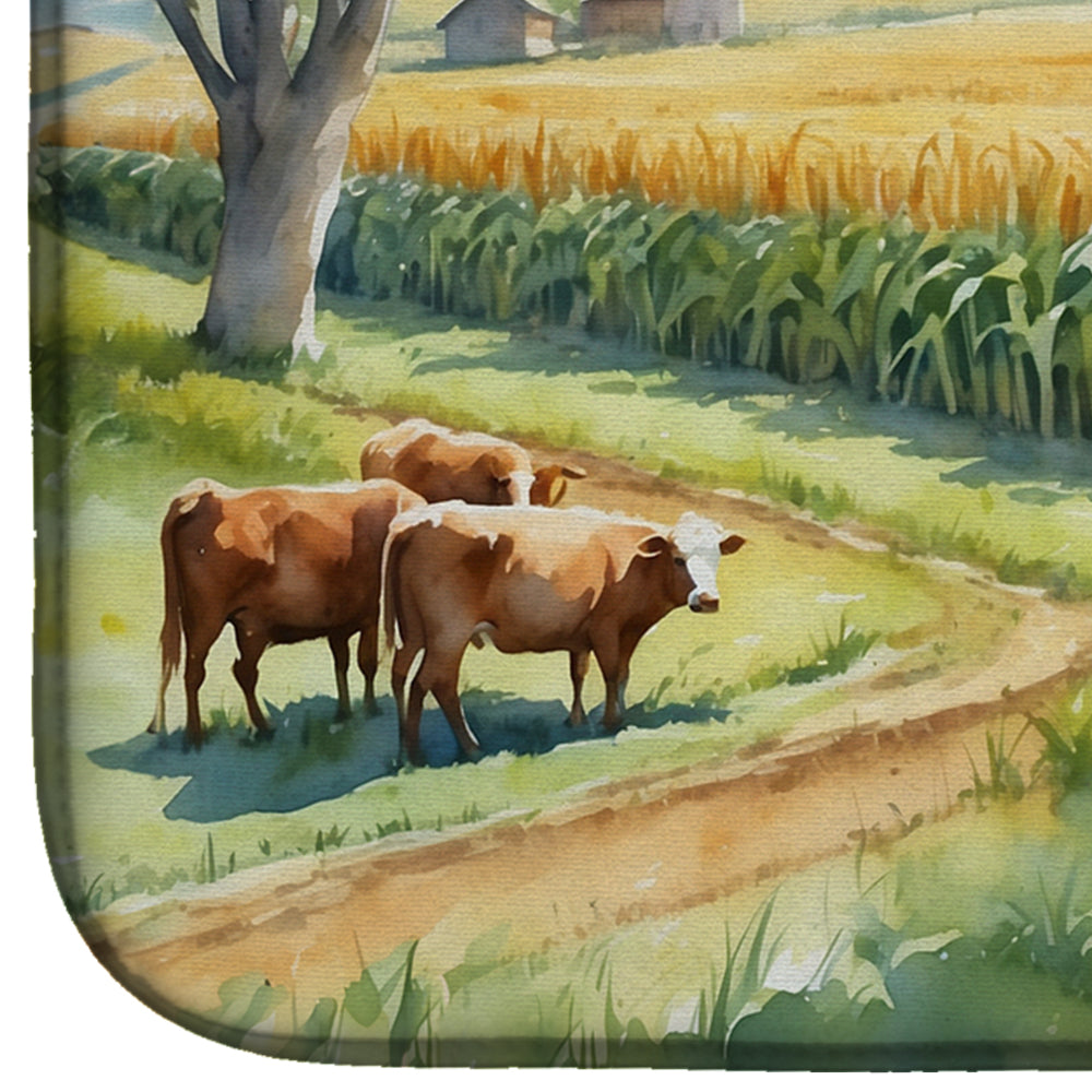 Cows by the Cornfield Dish Drying Mat