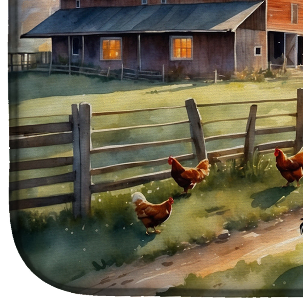 Chicken Farmyard Sunrise Dish Drying Mat