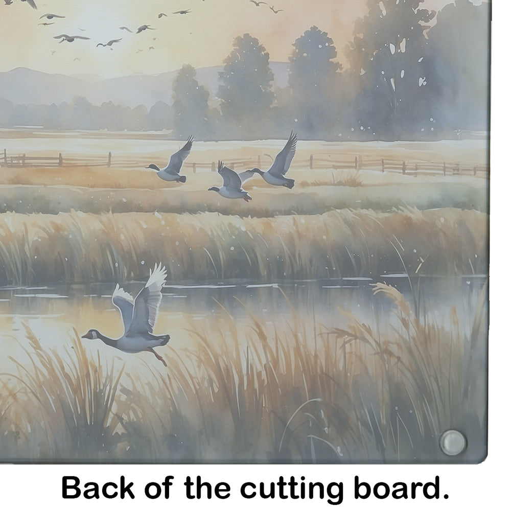 Geese in Flight Glass Cutting Board