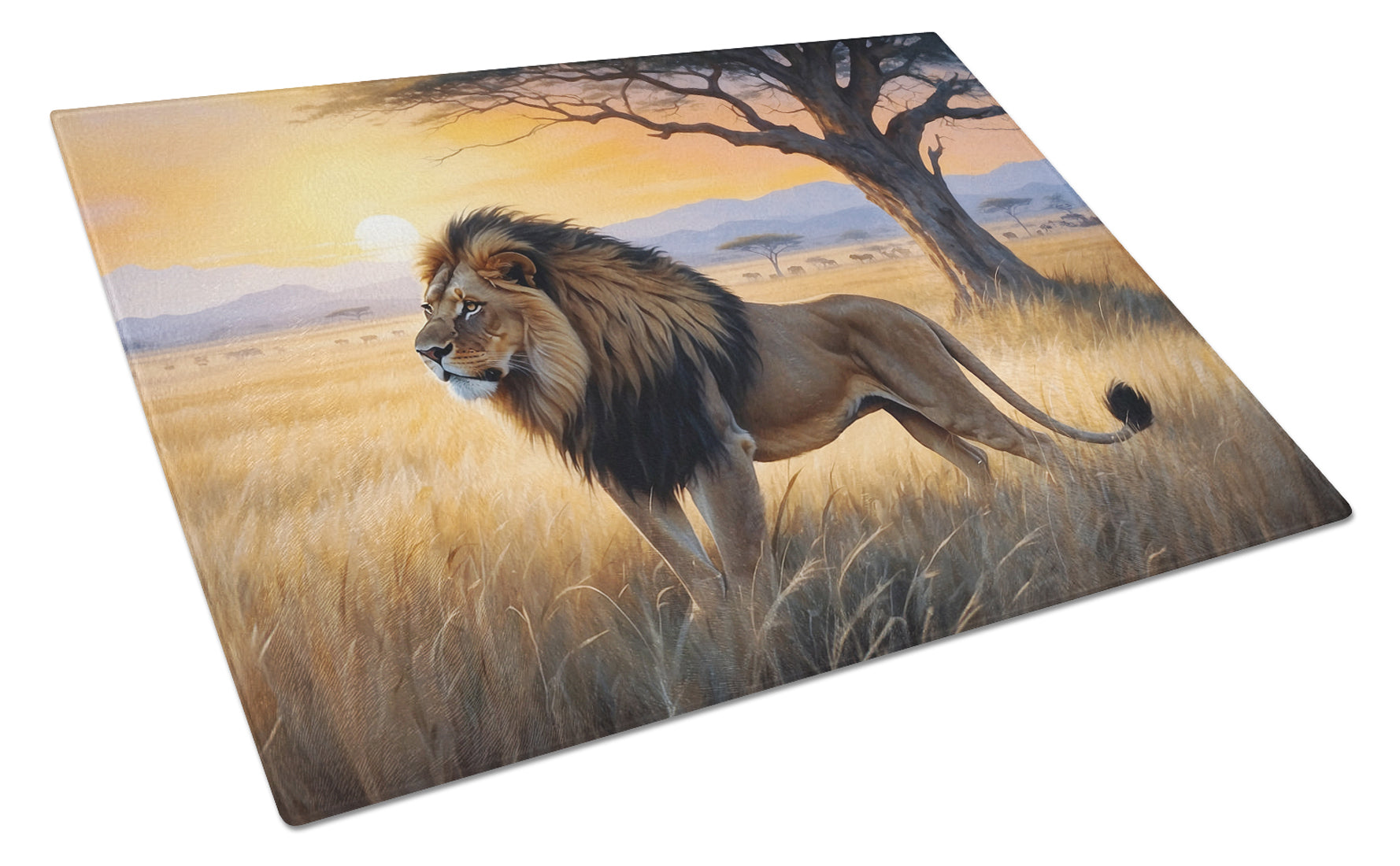 Buy this Lions at Dawn Glass Cutting Board