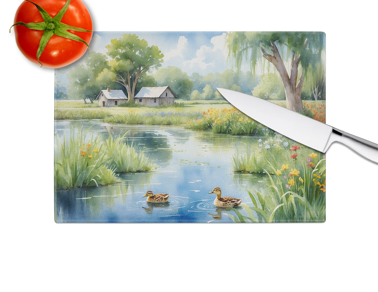 Mother Duck Glass Cutting Board