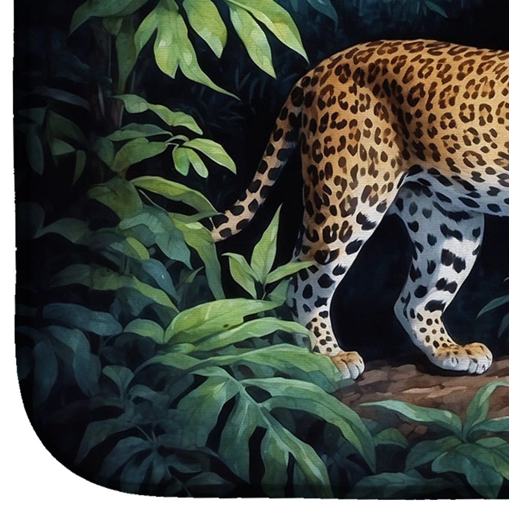 Leopard Nighttime in the Jungle Dish Drying Mat