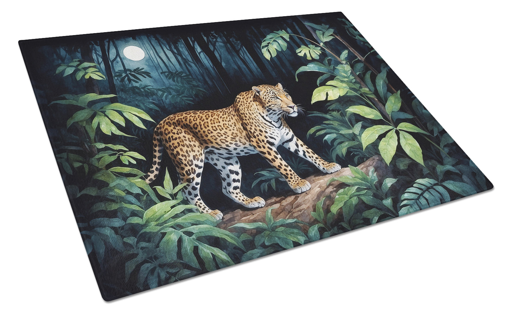 Buy this Leopard Nighttime in the Jungle Glass Cutting Board