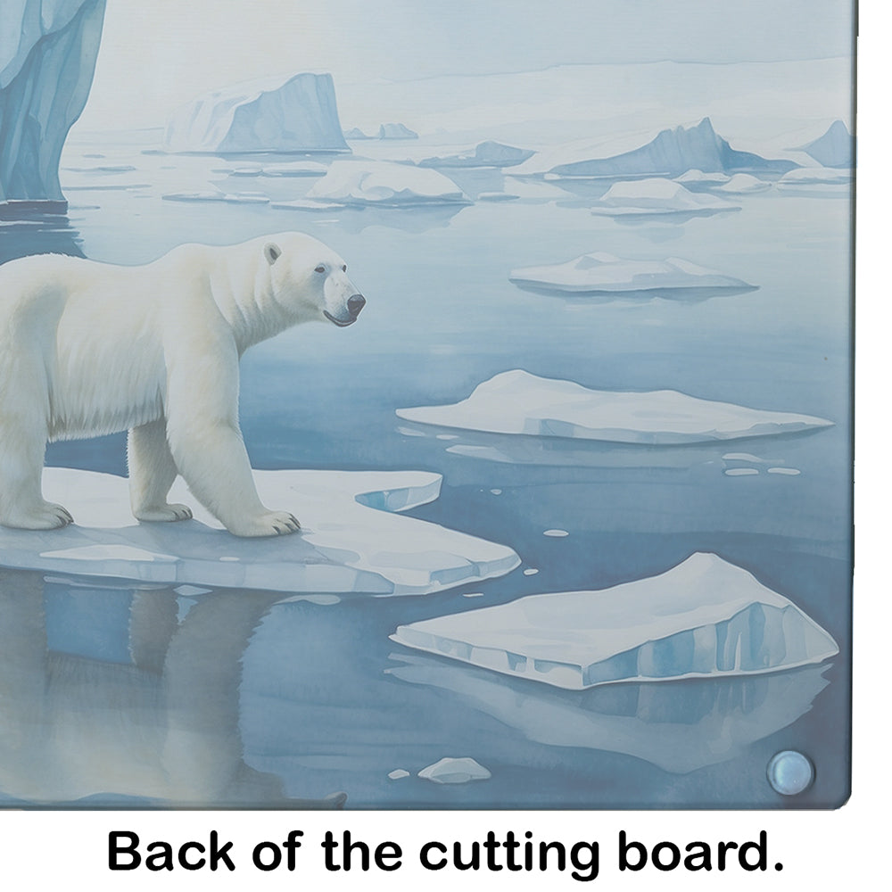 Polar Bear on the Ice Glass Cutting Board