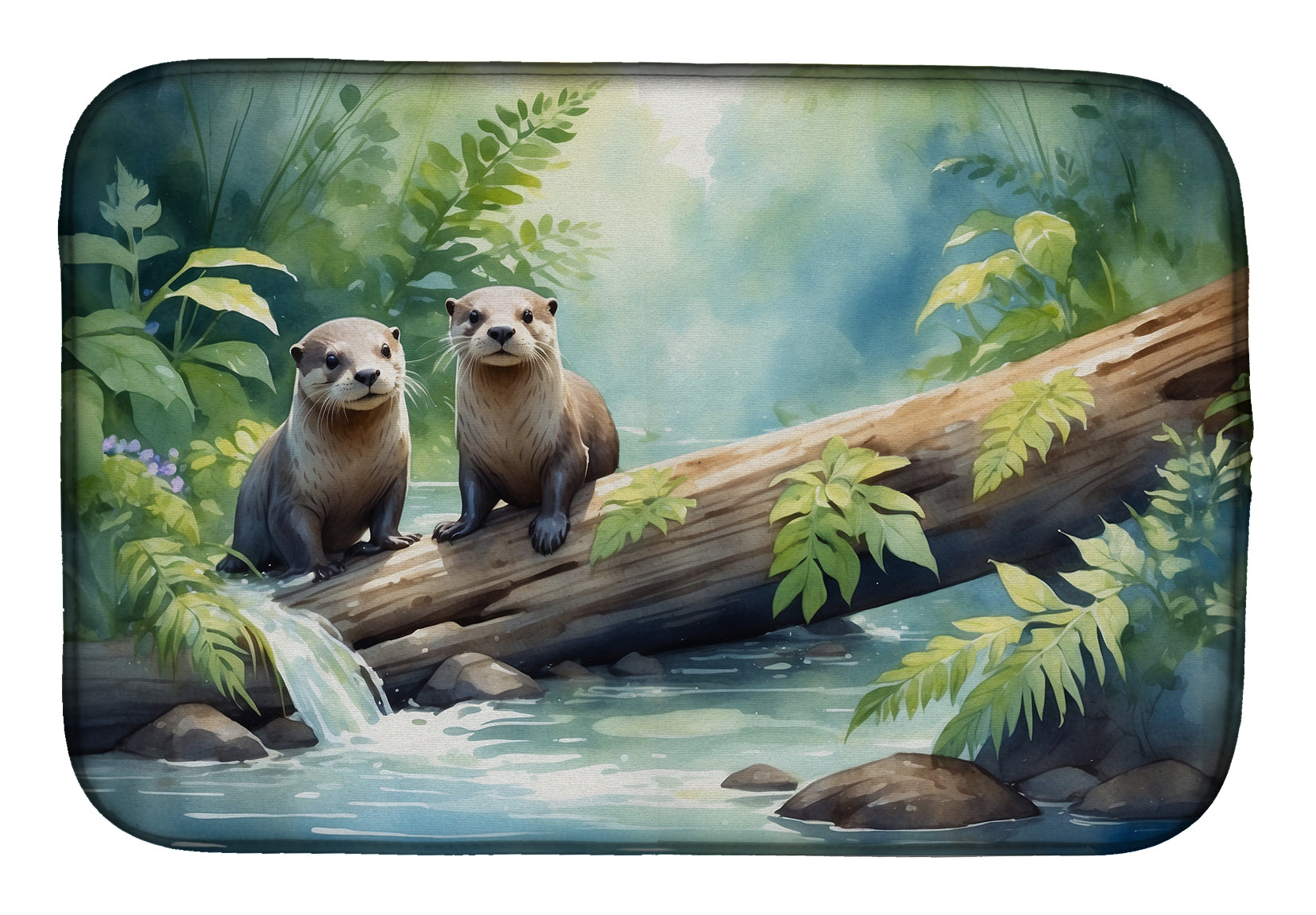 Buy this River Otters at Play Dish Drying Mat